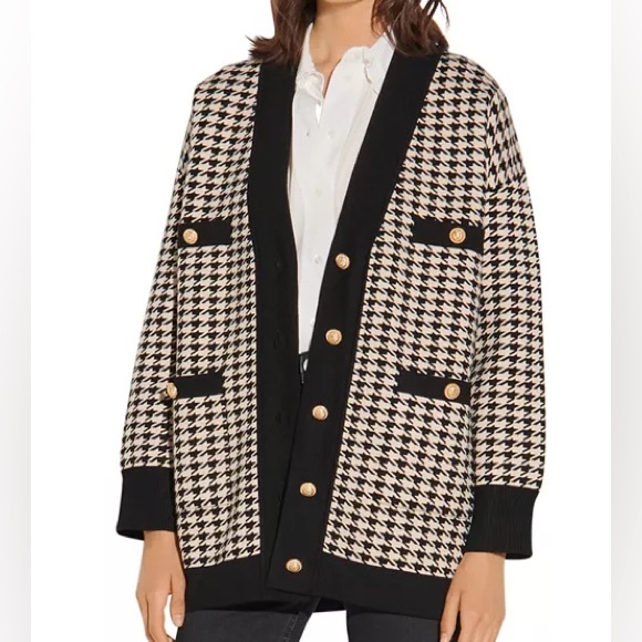 NWOT Sandro Dane Oversized Houndstooth Cardigan - Picture 1 of 8